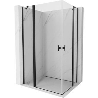 Sprchovací kút Mexen Mist Duo s výklopným mechanizmom 85 x 75 cm, priehľadný, čierny - 8A4-085-075-70-00