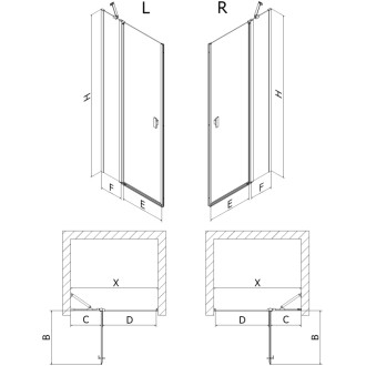 Sprchové dvere Mexen Mist s otočným mechanizmom 120 cm, priehľadné, zlaté - 8A4-120-000-50-00