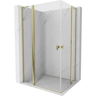 Sprchovací kút Mexen Mist L Duo s výklopným mechanizmom 120 x 115 cm, priehľadný, zlatý - 8A4L-120-115-50-00