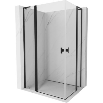 Sprchovací kút Mexen Mist L Duo s výklopným mechanizmom 120 x 90 cm, priehľadný, čierny - 8A4L-120-090-70-00