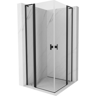 Sprchovací kút Mexen Mist L Duo s výklopným mechanizmom 105 x 105 cm, priehľadný, čierny - 8A4L-105-105-70-00