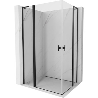 Sprchovací kút Mexen Mist L Duo s výklopným mechanizmom 120 x 105 cm, priehľadný, čierny - 8A4L-120-105-70-00