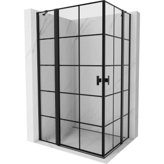 Sprchovací kút Mexen Mist Duo s výklopným mechanizmom 115 x 70 cm, čierny rošt, čierna - 8A4-115L-070P-70-77