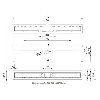 STANDARDline - odtokový žľab s roštom MEDIUM, dĺžka 800 mm OLPZLABST79