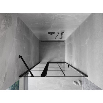 Sprchové dvere Mexen Mist s ľavými pántami 75 cm, čierny rošt, čierne - 8A4-075-000-70-77-L