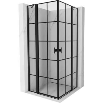 Sprchovací kút Mexen Mist Duo s výklopným mechanizmom 115 x 115 cm, čierny rošt, čierna - 8A4-115L-115P-70-77