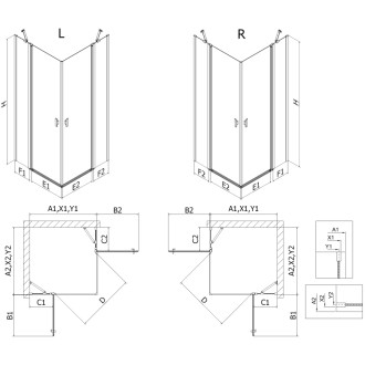 Sprchovací kút Mexen Mist Duo s výklopným mechanizmom 120 x 115 cm, čierny rošt, čierna - 8A4-120L-115P-70-77