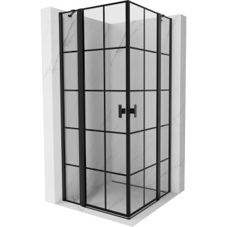 Sprchovací kút Mexen Mist Duo s výklopným mechanizmom 120 x 120 cm, čierny rošt, čierna - 8A4-120L-120P-70-77