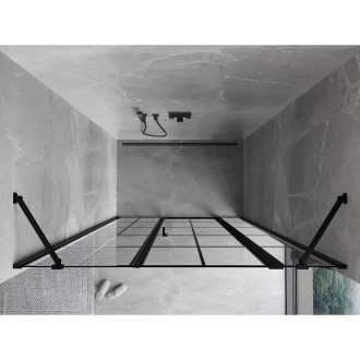 Sprchové dvere Mexen Mist s pravými pántami 155 cm, čierny rošt, čierne - 8A4-155-001-70-77-P