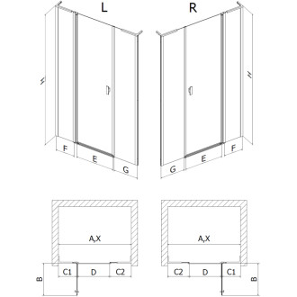 Sprchové dvere Mexen Mist L s pravými pántami 155 cm, čierny rám, čierne - 8A4L-155-001-70-70-P