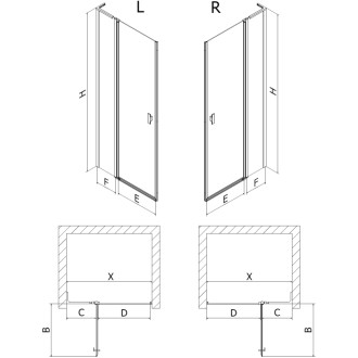 Sprchové dvere Mexen Mist L s otočnými dverami 105 cm, priehľadné, chróm - 8A4L-105-000-01-00