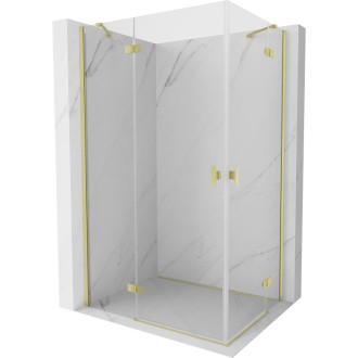 Mexen Mist-H Duo sprchovací kút s ľavým výklopným uzáverom 105 x 85 cm, priehľadný, kartáčované zlato - 8A5-105L-085P-55-00