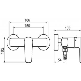 Novaservis Sprchová batéria bez príslušenstva 150 mm METALIA 58, chróm 58061/1,0