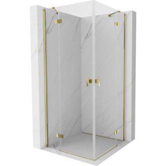 Sprchovací kút Mexen Mist-H Duo s výklopným mechanizmom 115 x 115 cm, priehľadný, zlatý - 8A5-115L-115P-50-00