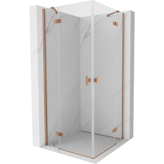 Sprchovací kút Mexen Mist-H Duo s výklopným mechanizmom 80 x 80 cm, priehľadný, kartáčovaná meď - 8A5-080L-080P-65-00
