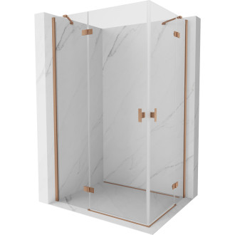Mexen Mist-H Duo sprchovací kút s ľavým výklopným uzáverom 115 x 95 cm, priehľadný, kartáčovaná meď - 8A5-115L-095P-65-00
