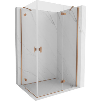 Sprchovací kút Mexen Mist-H Duo s pravým pántom 100 x 120 cm, priehľadný, kartáčovaná meď - 8A5-100L-120P-65-00