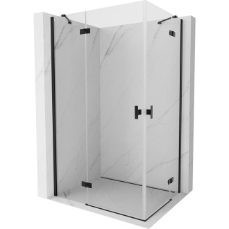 Mexen Mist-H Duo sprchovací kút s ľavým výklopným uchytením 95 x 85 cm, priehľadný, čierny - 8A5-095L-085P-70-00