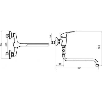 Novaservis Paneláková batéria bez príslušenstva 100 mm Titania Iris chr 92073/1,0