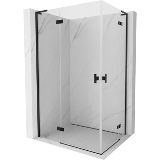 Mexen Mist-H L Duo sprchovací kút s ľavým výklopným uzáverom 75 x 70 cm, priehľadný, čierny - 8A5L-075L-070P-70-00