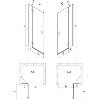 Sprchové dvere Mexen Mist-H s ľavými pántami 120 cm, priehľadné, chróm - 8A5-120-000-01-00-L