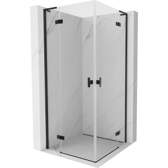 Mexen Mist-H L Duo sprchovací kút s výklopným mechanizmom 85 x 85 cm, priehľadný, čierny - 8A5L-085L-085P-70-00
