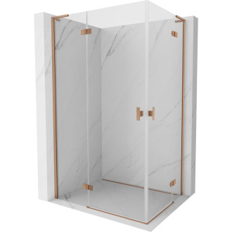 Mexen Mist-H L Duo sprchovací kút s ľavým výklopným uzáverom 115 x 70 cm, priehľadný, kartáčovaná meď - 8A5L-115L-070P-65-00