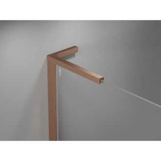 Sprchovací kút Mexen Mist-H L Duo s pravým pántom 75 x 90 cm, priehľadný, kartáčovaná meď - 8A5L-075L-090P-65-00