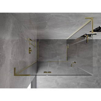 Mexen Mist-H L Duo sprchovací kút s ľavým výklopným uzáverom 115 x 100 cm, priehľadný, zlatý - 8A5L-115L-100P-50-00