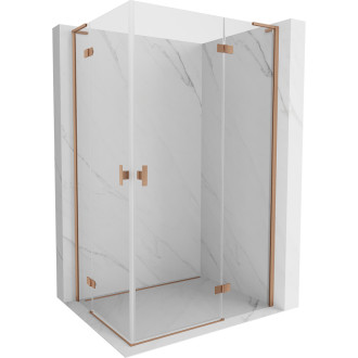 Sprchovací kút Mexen Mist-H L Duo s pravým pántom 70 x 120 cm, priehľadný, kartáčovaná meď - 8A5L-070L-120P-65-00