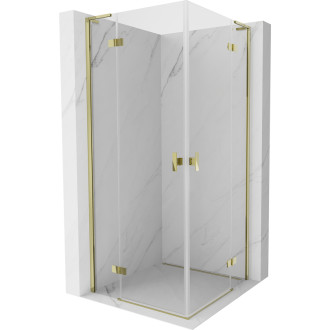 Sprchovací kút Mexen Mist-H L Duo s výklopným mechanizmom 105 x 105 cm, priehľadný, zlatý - 8A5L-105L-105P-50-00