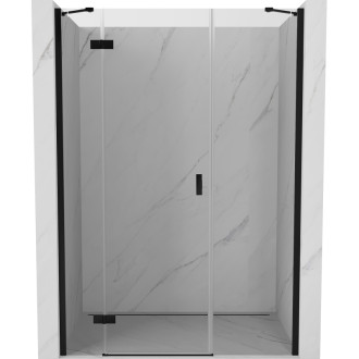Sprchové dvere Mexen Mist-H s ľavými pántami 140 cm, priehľadné, čierne - 8A5-140-001-70-00-L
