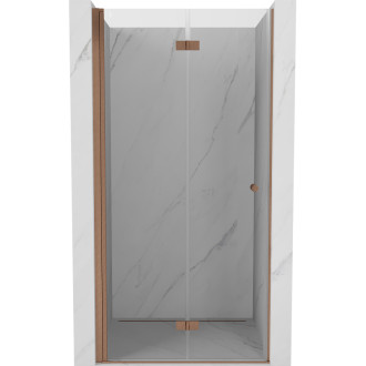 Sprchové dvere Mexen Mist-F ľavé skladacie 75 cm, priehľadné, kartáčovaná meď - 8A6-075-000-65-00-L