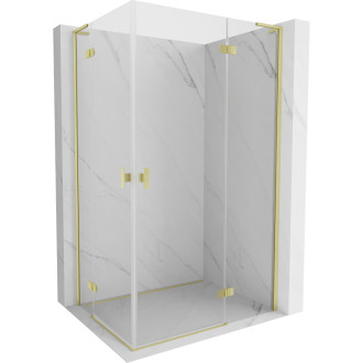 Sprchovací kút Mexen Mist-H L Duo s pravým pántom 70 x 85 cm, priehľadný, kartáčované zlato - 8A5L-070L-085P-55-00