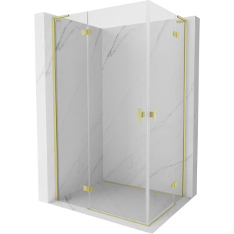 Mexen Mist-H L Duo sprchovací kút s ľavým výklopným uzáverom 120 x 110 cm, priehľadný, kartáčované zlato - 8A5L-120L-110P-55-00