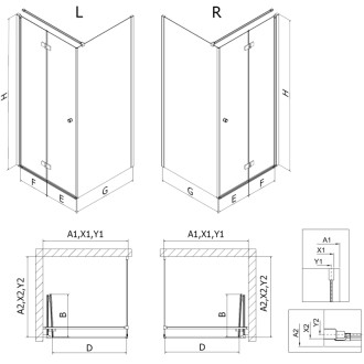 Sprchovací kút Mexen Mist-F skladací ľavý 75 x 85 cm, priehľadný, zlatý - 8A6T-075-085-50-00-L