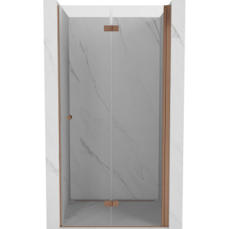 Sprchové dvere Mexen Mist-F pravé skladacie 80 cm, priehľadné, kartáčovaná meď - 8A6-080-000-65-00-P