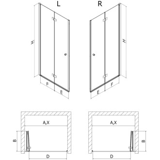 Sprchové dvere Mexen Mist-F pravé skladacie 120 cm, priehľadné, čierne - 8A6-120-000-70-00-P