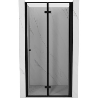 Sprchové dvere Mexen Mist-F pravé skladacie 85 cm, čierny rám, čierne - 8A6-085-000-70-70-P