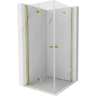 Sprchovací kút Mexen Mist-F Duo skladací 85 x 85 cm, priehľadný, zlatý - 8A6-085L-085P-50-00