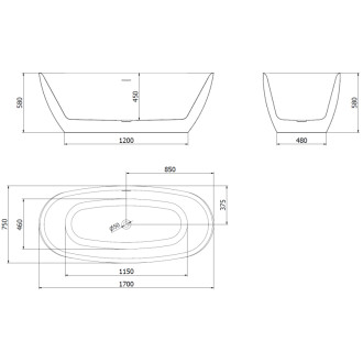 Voľne stojaca vaňa Mexen Luvo Slim 170 x 75 cm, biela, chrómovaný prepad - 52801707500-01
