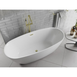 Voľne stojaca vaňa Mexen Luvo Slim 170 x 75 cm, biela, zlatý prepad - 52801707500-50