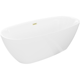 Voľne stojaca vaňa Mexen Luvo Slim 170 x 75 cm, biela, prepad kartáčovaný zlatý - 52801707500-55