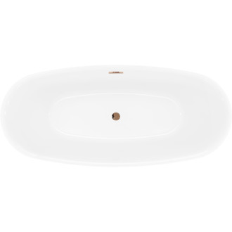 Voľne stojaca vaňa Mexen Luvo Slim 170 x 75 cm, biela, ružovo-zlatý prepad - 52801707500-60