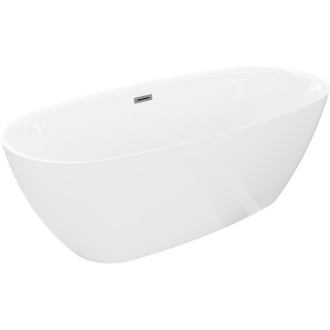 Voľne stojaca vaňa Mexen Luvo Slim 170 x 75 cm, biela, kartáčovaný prepad vo farbe pištole šedej - 52801707500-66
