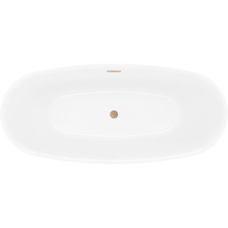 Voľne stojaca vaňa Mexen Luvo Slim 170 x 75 cm, biela/čierna, prepad z kartáčovanej medi - 52801707575-65