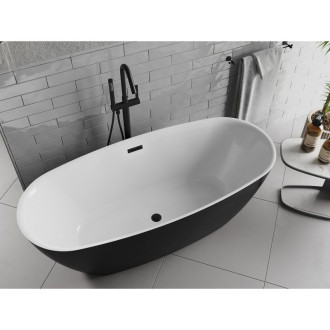 Voľne stojaca vaňa Mexen Luvo Slim 170 x 75 cm, biela/čierna, čierny prepad - 52801707575-70