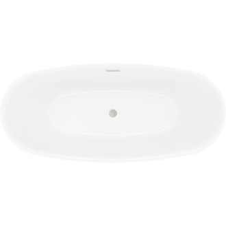 Voľne stojaca vaňa Mexen Luvo Slim 170 x 75 cm, biela / čierna, prepad kartáčovaný nikel - 52801707575-97