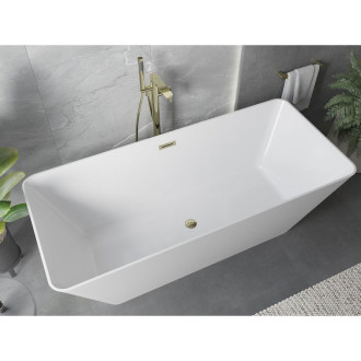 Voľne stojaca vaňa Mexen Velo Slim 170 x 75 cm, biela, zlatý prepad - 52811707500-50