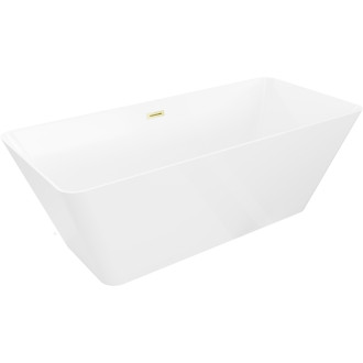 Voľne stojaca vaňa Mexen Velo Slim 170 x 75 cm, biela, prepad kartáčovaný zlatý - 52811707500-55
